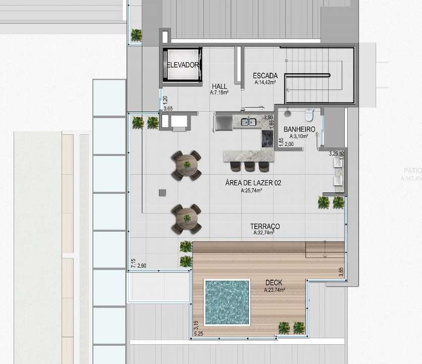 Planta - COBERTURA DUPLEX - APENAS 140 METROS DO MAR - Sabbia Imóveis