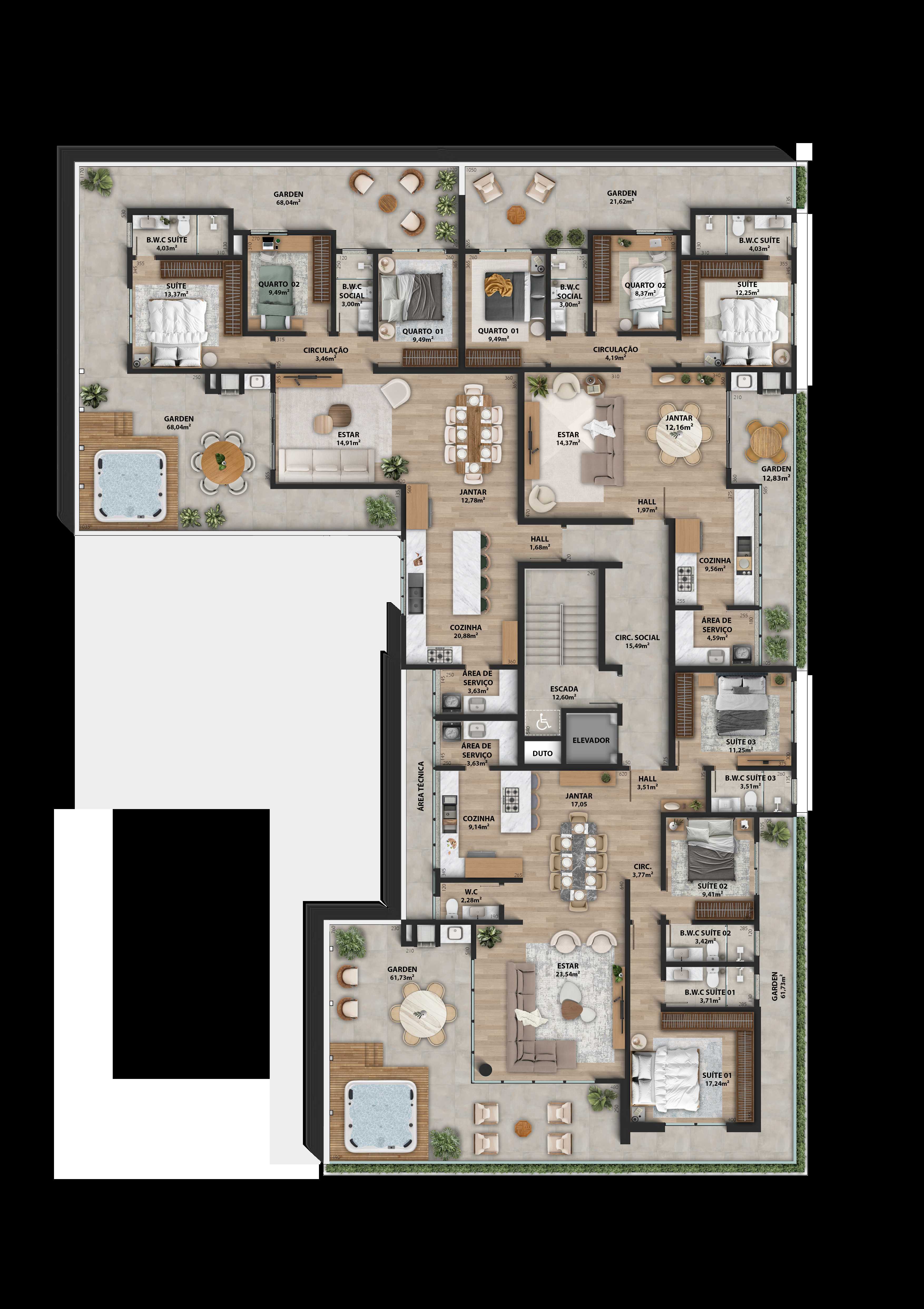 Planta - Apartamento à venda em Itapoá, Itapema do Norte, com 3 quartos, 118.00m² - Sabbia Imóveis