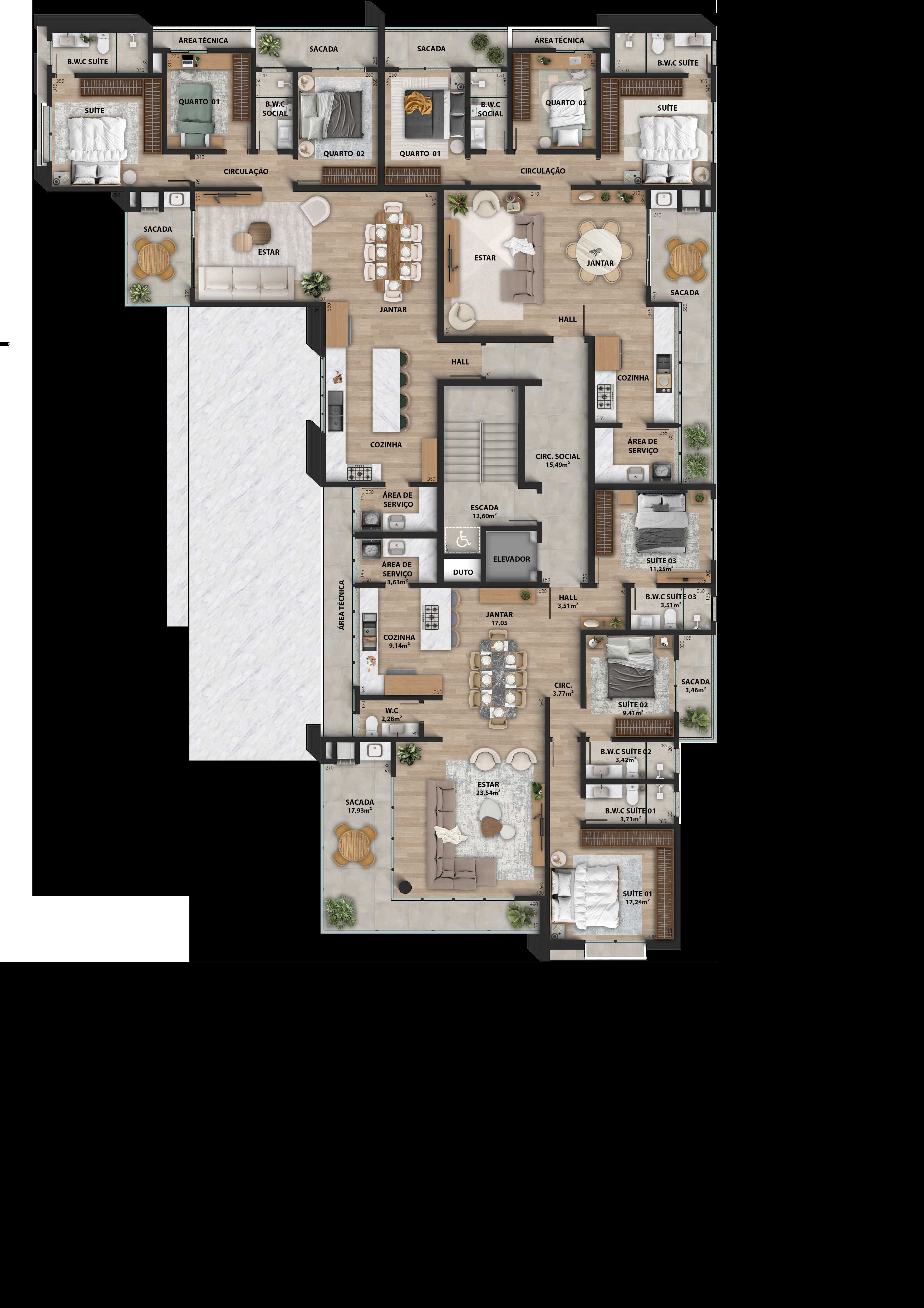 Planta - Apartamento à venda em Itapoá, Itapema do Norte, com 3 quartos, 118.00m² - Sabbia Imóveis