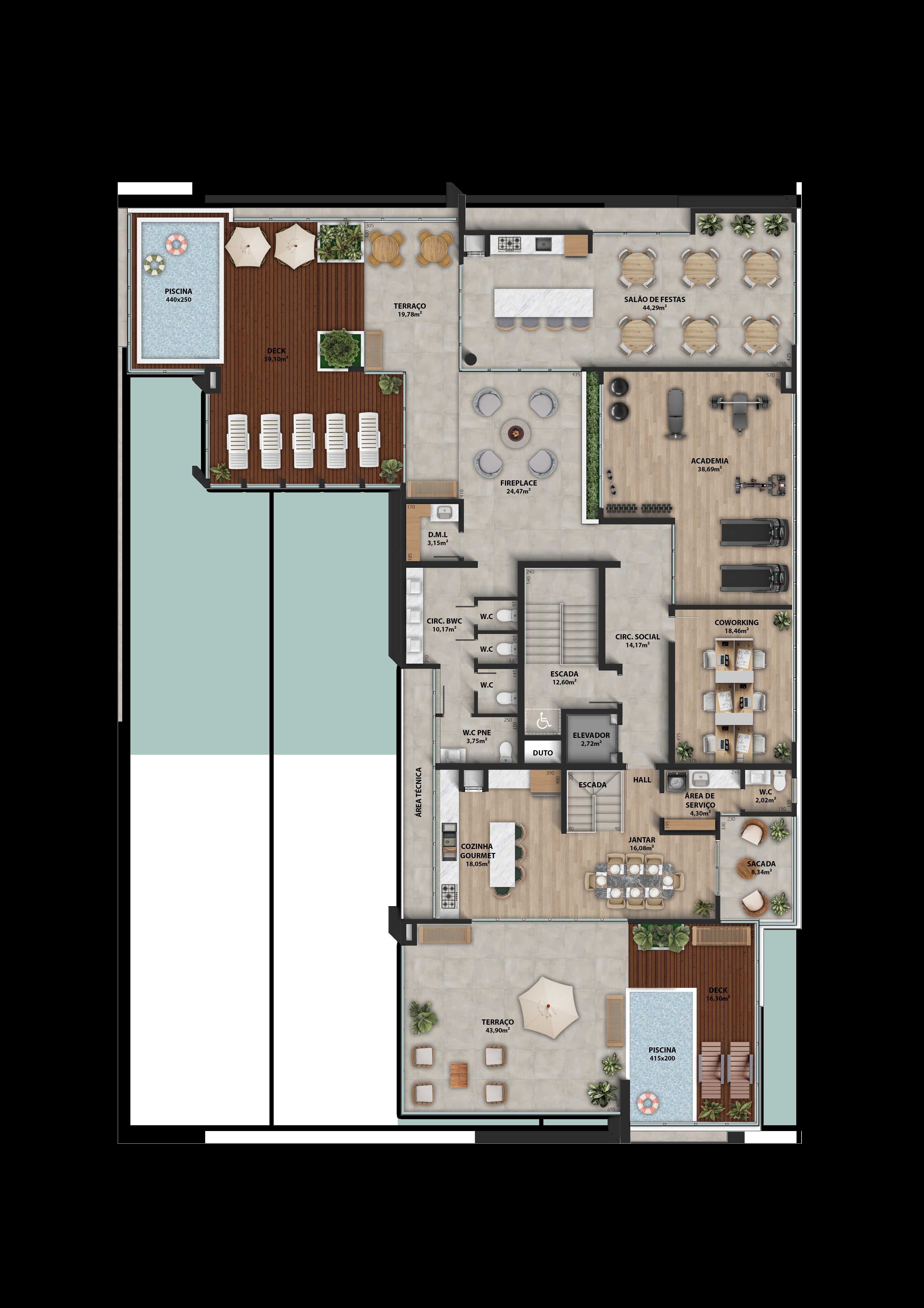 Planta - Apartamento à venda em Itapoá, Itapema do Norte, com 3 quartos, 118.00m² - Sabbia Imóveis