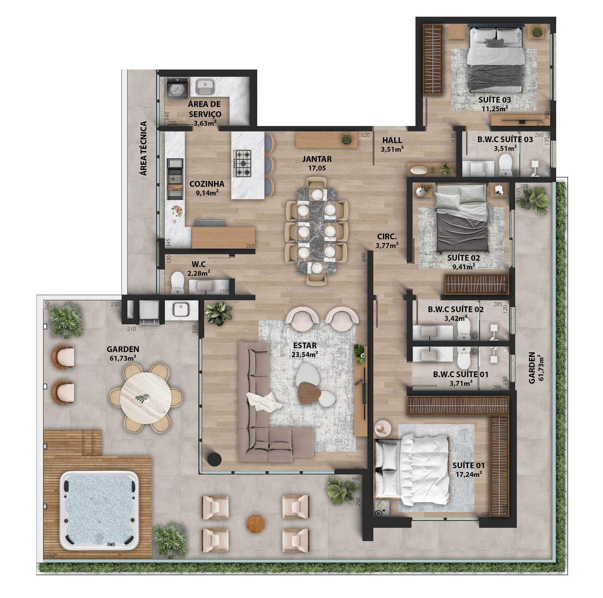 Planta - Apartamento à venda em Itapoá, Itapema do Norte, com 3 quartos, 118.00m² - Sabbia Imóveis