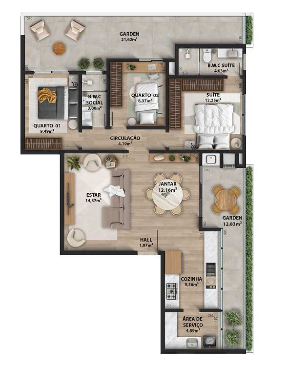 Planta - Apartamento à venda em Itapoá, Itapema do Norte, com 3 quartos, 118.00m² - Sabbia Imóveis