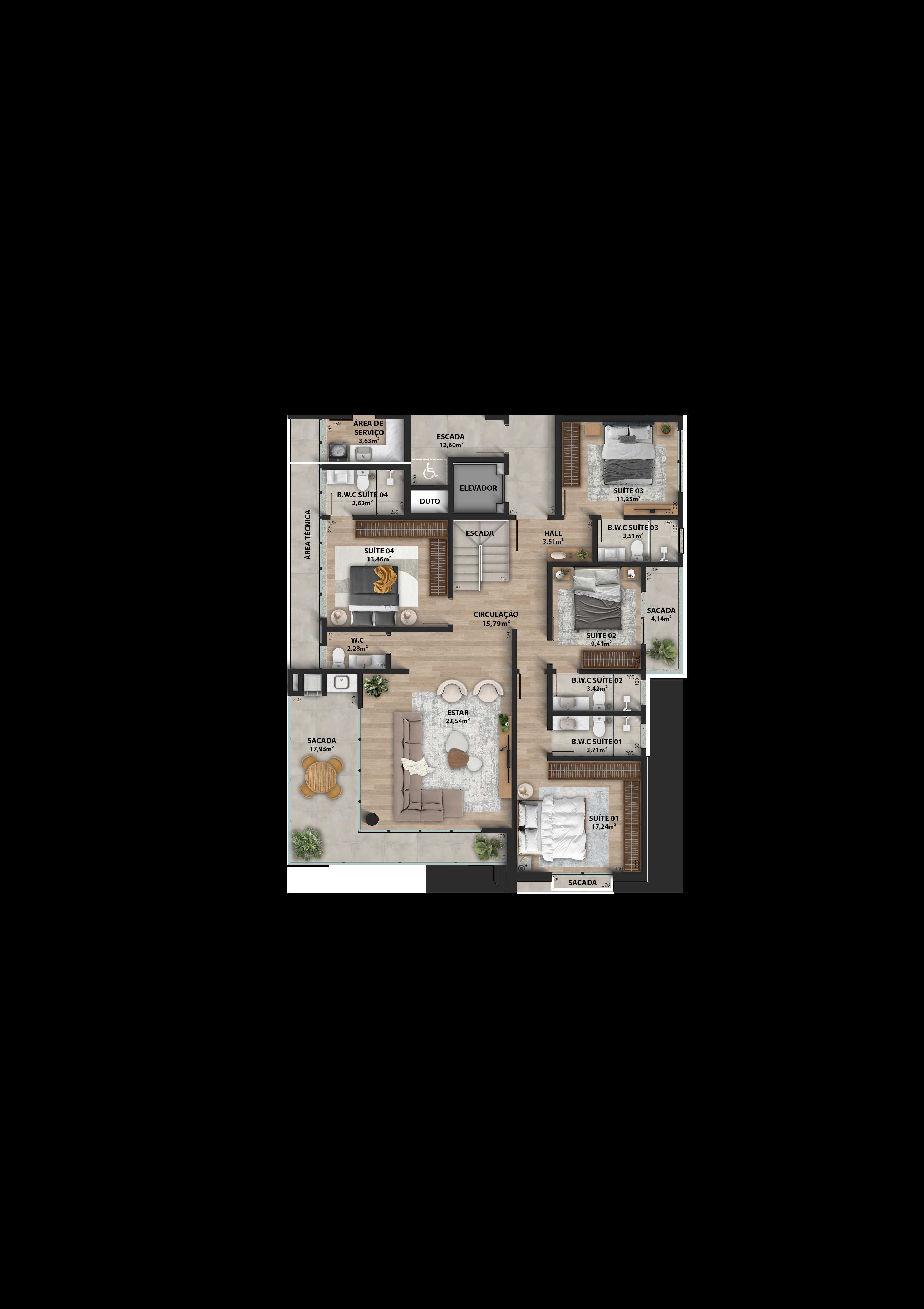 Planta - Apartamento à venda em Itapoá, Itapema do Norte, com 3 quartos, 118.00m² - Sabbia Imóveis