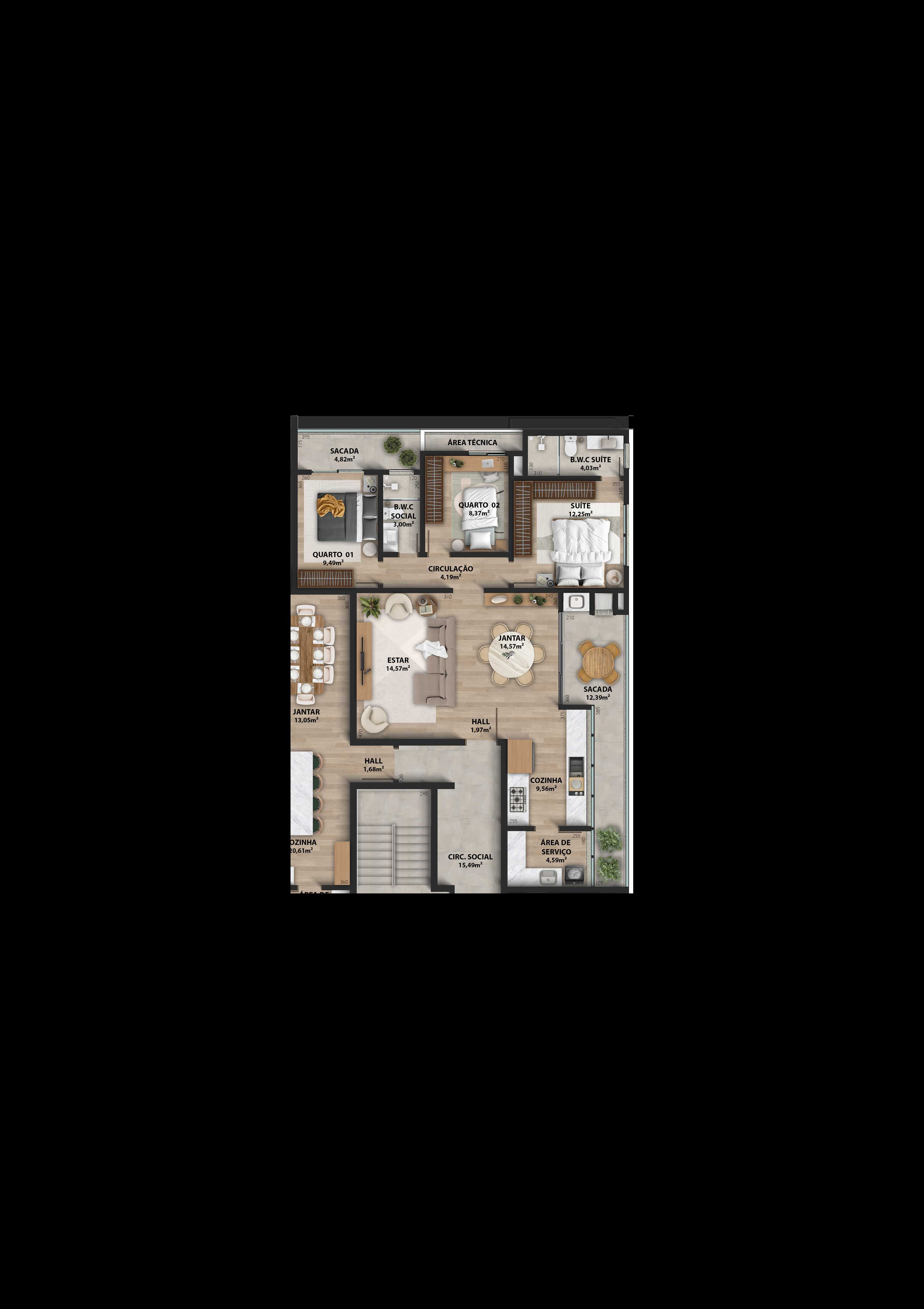 Planta - Apartamento à venda em Itapoá, Itapema do Norte, com 3 quartos, 118.00m² - Sabbia Imóveis