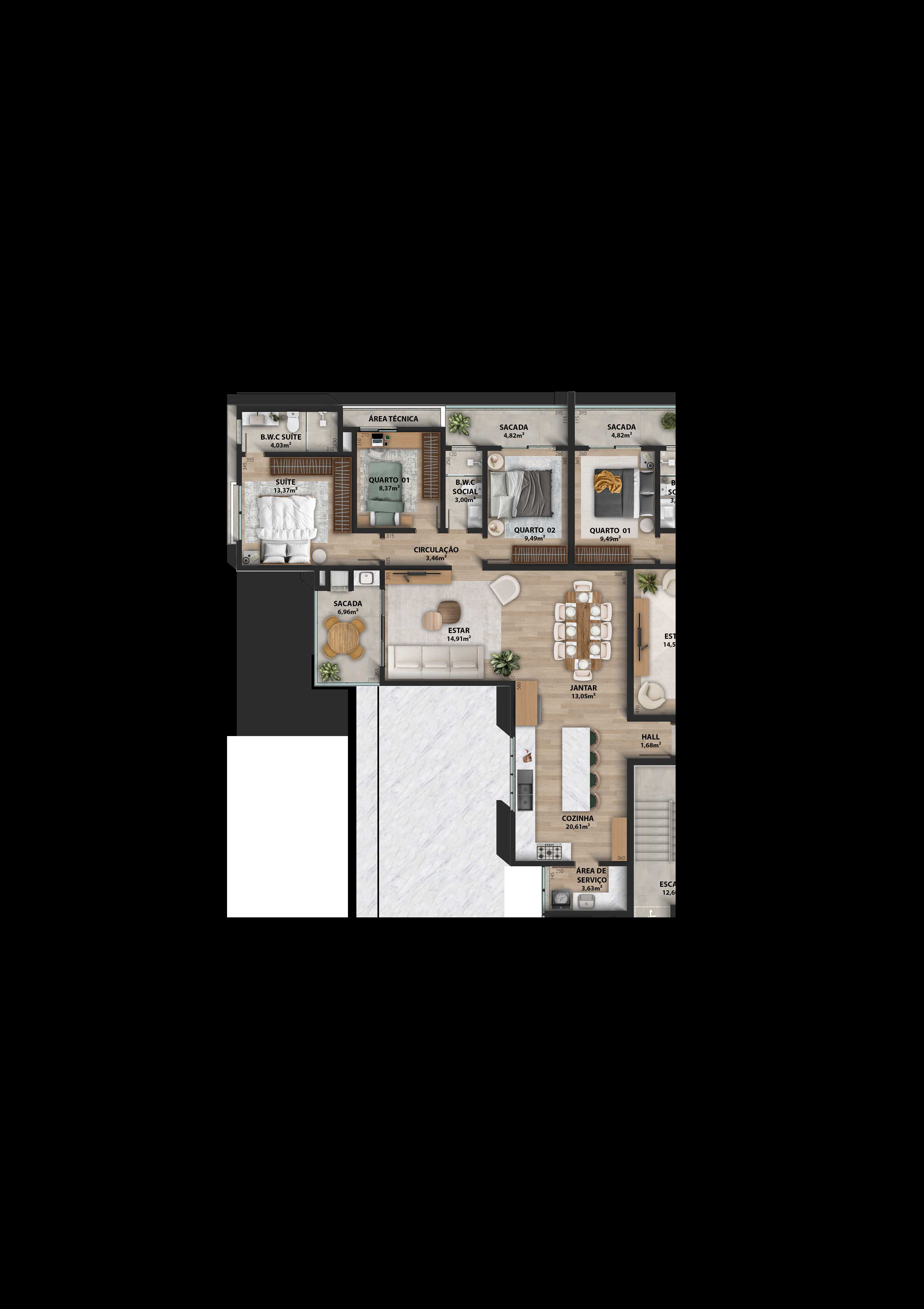 Planta - Apartamento à venda em Itapoá, Itapema do Norte, com 3 quartos, 118.00m² - Sabbia Imóveis