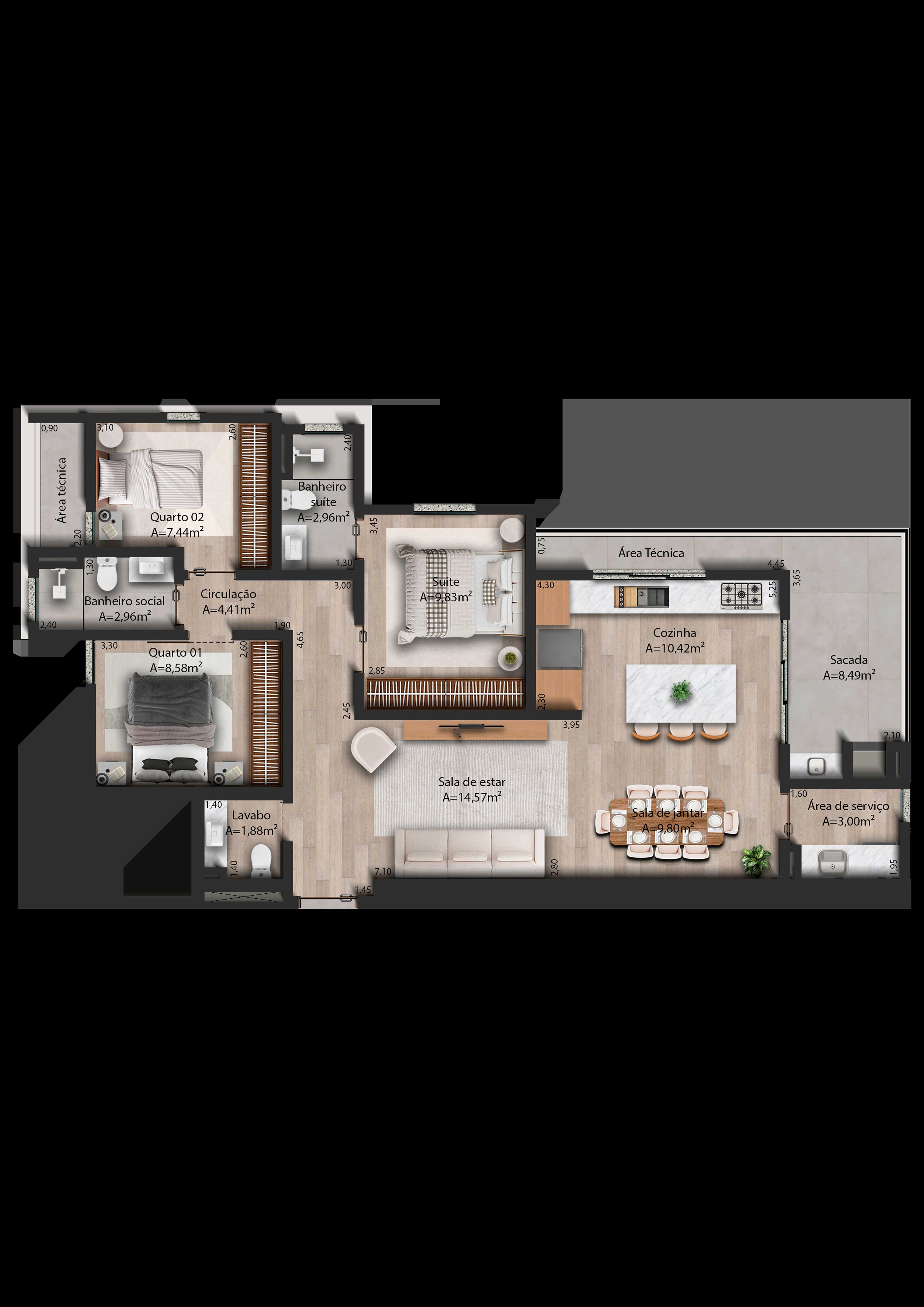 Planta - À APENAS 100 METROS DO MAR E PRÓXIMO AS LINDAS PEDRAS DE ITAPOÁ! - Sabbia Imóveis