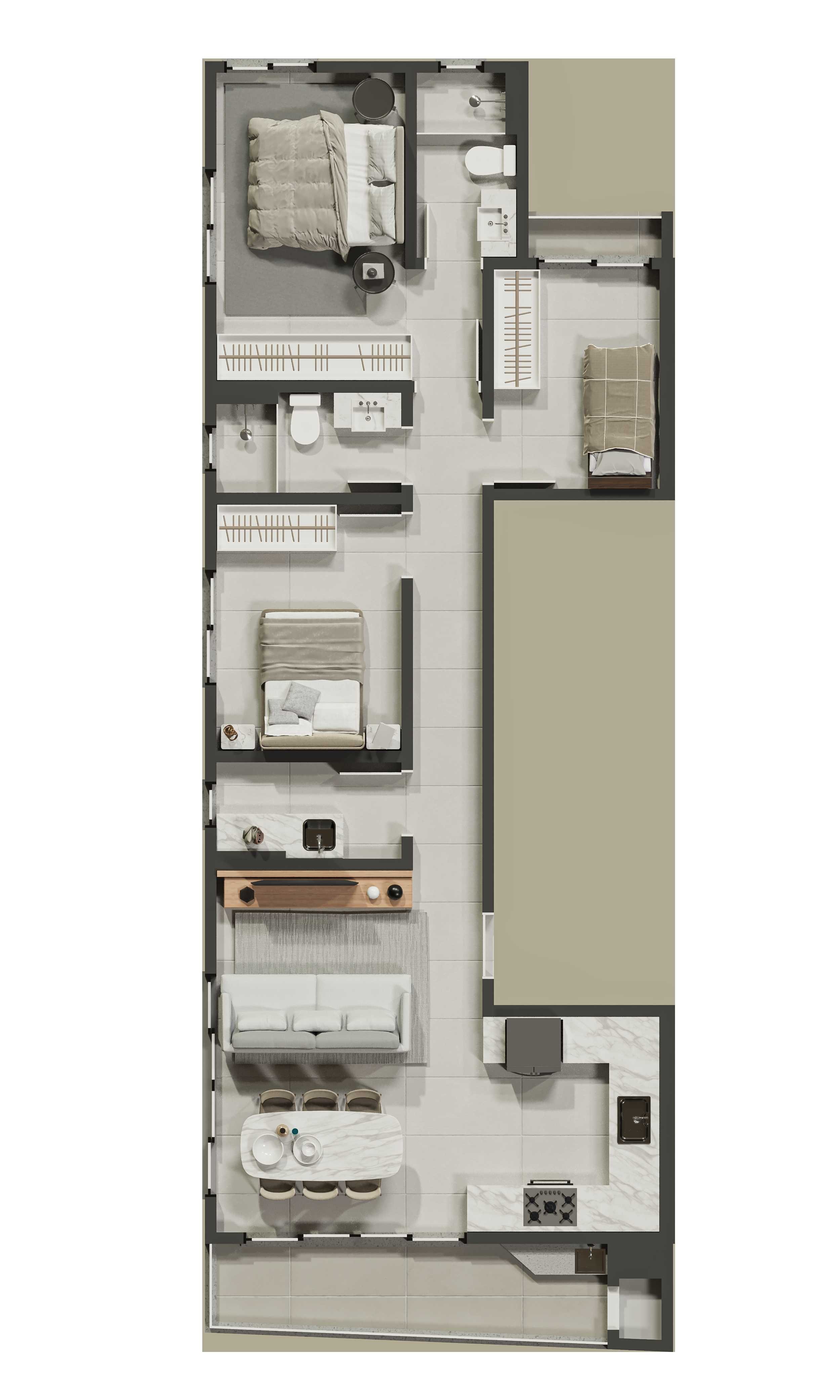 Planta - Residencial Sicília-100mts do MAR - 3 dormitórios (1 suíte ou 03 suítes) - Entre a 1ªe a 2ª pedra - Valores à partir de R$ 859.000,00 - Sabbia Imóveis